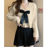 ニットカーディガン リボン付 秋冬羽織り | Miniministore | 詳細画像3