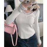 レイヤードニットトップス レース切替え | Miniministore | 詳細画像2 