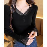 レイヤードニットトップス レース切替え | Miniministore | 詳細画像3 