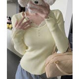 レイヤードニットトップス レース切替え | Miniministore | 詳細画像8 