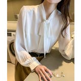 リボンタイブラウスプリーツシャツ 長袖 | Miniministore | 詳細画像3 