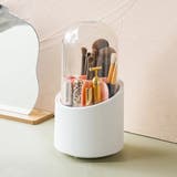 ピンク*ホワイト | メイクブラシケース 360度回転式 透明 | Miniministore