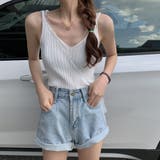 ホワイト | vネック リブニット キャミソール 夏 | Miniministore