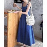 インディゴブルー | デニム風 ロングワンピース ノースリーブ | Miniministore