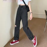 チャコールグレー | クラッシュ デニムパンツ 韓国 股上深め | Miniministore