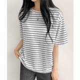 ブラック | ボーダー柄tシャツ レディース 半袖夏服 | ANGELCLOSET