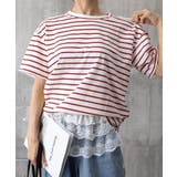 レッド | ボーダー柄tシャツ レディース 半袖夏服 | ANGELCLOSET