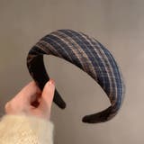 ネイビー | カチューシャ レディース チェック柄 | Miniministore