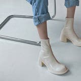 オフホワイト | ストレッチブーツ チャンキーヒール 美脚 | Miniministore