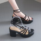 ブラック | ハイヒール クロスストラップサンダル韓国 | Miniministore