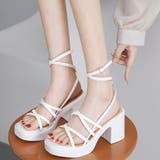 ホワイト | ハイヒール クロスストラップサンダル韓国 | Miniministore