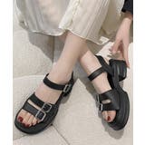ブラック | 厚底サンダル レディース ベルトサンダル | Miniministore