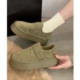 カーキ | モカシンシューズ 厚底スエード調パンプス | ANGELCLOSET