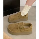 キャメル | モカシンシューズ 厚底スエード調パンプス | ANGELCLOSET