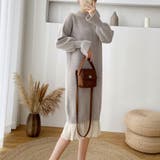 グレージュ | ニット ドッキングワンピース カジュアル | Miniministore