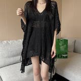 ブラック | メッシュニット 透かし編み サマーニット | ANGELCLOSET