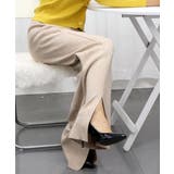ベージュ | ニットワイドパンツ レディース スリット | Miniministore