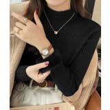 ブラック | 裏起毛 プチハイネックニットトップス厚手 | SUNSHINE CLOSET
