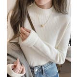 オフホワイト | 裏起毛 プチハイネックニットトップス厚手 | SUNSHINE CLOSET