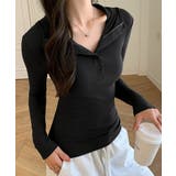 ブラック | フード付きリブカットソーレディース長袖T | SUNSHINE CLOSET