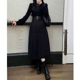ブラック | ベルト飾りロングワンピースウエストマーク | SUNSHINE CLOSET
