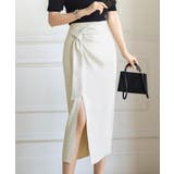 オフホワイト | ウエストリボンタイトスカートスリット入り | Miniministore