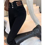 ブラック | ベルトデザイン スキニーデニムパンツ美脚 | Miniministore