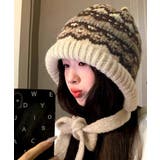 アイボリー系*柄 | ノルディック柄ニット帽無地ニットキャップ | Miniministore