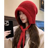 レッド | ノルディック柄ニット帽無地ニットキャップ | Miniministore