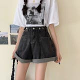 チャコールブラック | ロールアップ デニムショートパンツ 美脚 | Miniministore