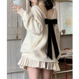 アイボリー | バックオープンリボンニットトップス韓国風 | Miniministore