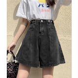 ブラック | ウエスト調節可能デニムショートパンツ美脚 | SUNSHINE CLOSET