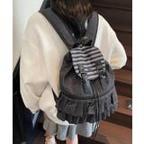 ブラック | ドット柄リュックサックフリルバックパック | Miniministore