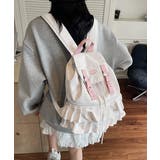 オフホワイト | ドット柄リュックサックフリルバックパック | Miniministore