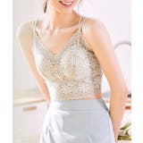 グレイッシュベージュ | 総レースキャミソールカップ付きブラトップ | ANGELCLOSET