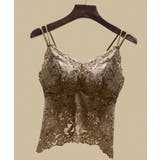ブラウン | 総レースキャミソールカップ付きブラトップ | ANGELCLOSET
