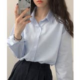ブルー | 薄手シャツブラウス長袖レディース襟シャツ | Miniministore