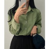 カーキ | 薄手シャツブラウス長袖レディース襟シャツ | Miniministore