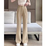 ベージュ | セミフレアワイドパンツ スラックスパンツ | Miniministore