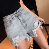 サックス | デニムショートパンツ ダメージレディース | Miniministore