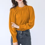 オレンジ | ギャザーブラウス スタンドカラー シャツ | Miniministore