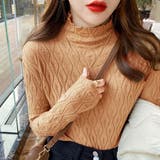キャメルベージュ | ニットトップス 秋冬プチハイネック 長袖 | Miniministore