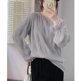 グレー | シャーリングブラウス 長袖トップス韓国風 | Miniministore