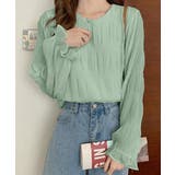 ミント | シャーリングブラウス 長袖トップス韓国風 | Miniministore
