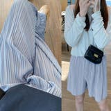 ブルーグレー | プリーツワイドパンツ2枚セット冷感タッチ | ANGELCLOSET