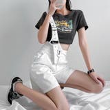 ホワイト | デニムサロペット ショートオーバーオール | Miniministore