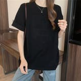 ブラック | 立体ロゴtシャツ 韓国チュニックロンT | Miniministore