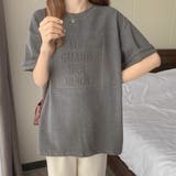 ダークグレー | 立体ロゴtシャツ 韓国チュニックロンT | Miniministore