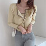 ベージュ | ニットカーディガン キャミ 2点セット | Miniministore