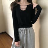ブラック | ネックレス風 Tシャツ レディース 長袖 | Miniministore